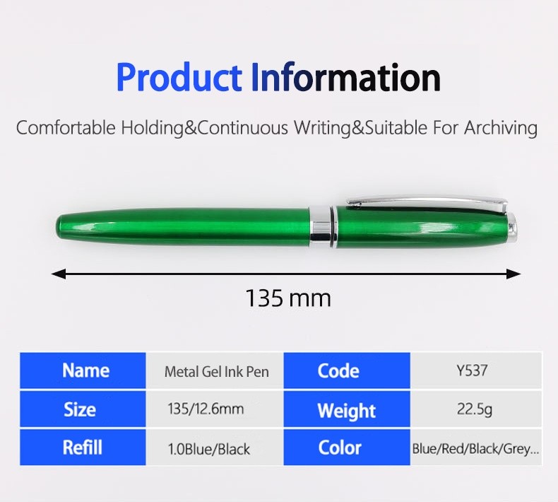 Metal Roller Ball Pen 1.0mm Bullet Tip Classic Ballpoint Pens Gel Ink Signature Pen