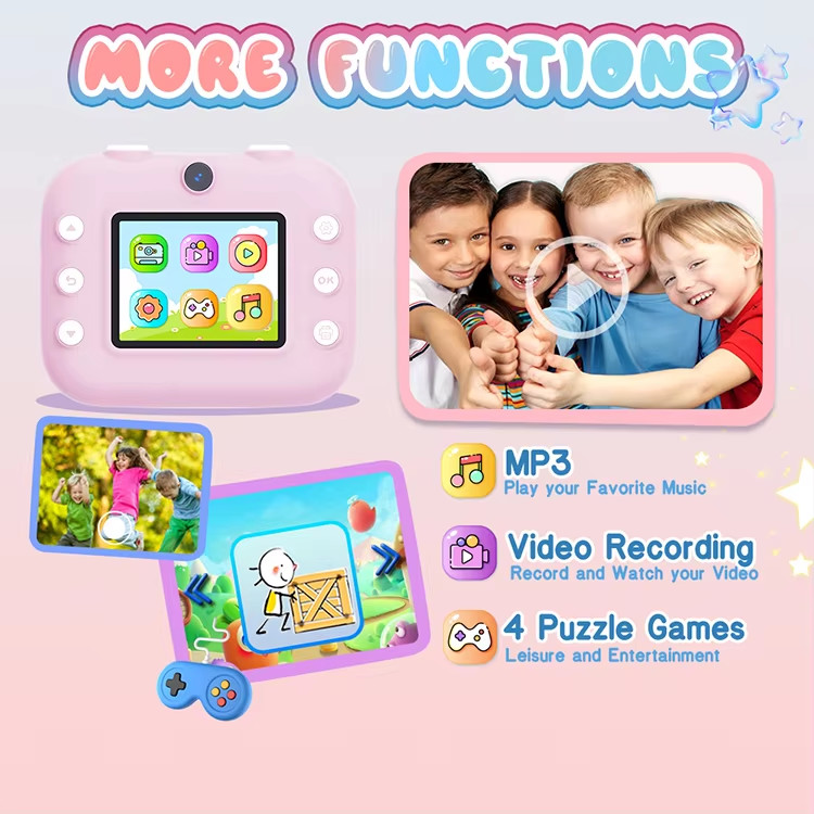 Mini Digital Childrens Printable Camera Small Thermal Instant Print Waterproof