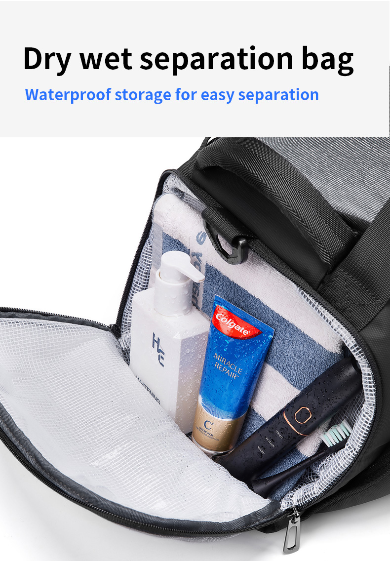 Solid Color Foldable Packable Duffel Bag Antifouling Multi Compartment