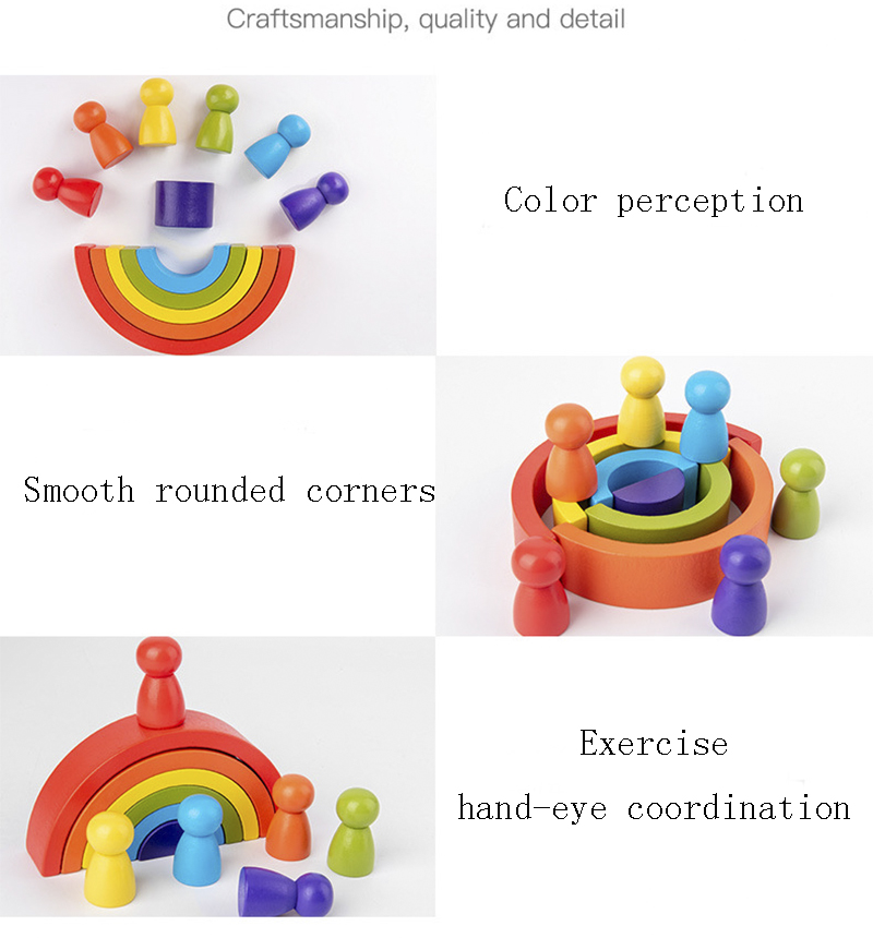 DIY Assembled 11.5cm Wooden Blocks Toys Montessori Block Set Stacked Balance