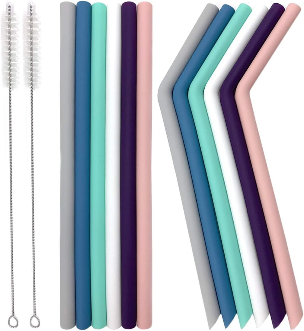 BPA Free Silicone Kitchen Product Straw Reusable With Cleaning Brushes