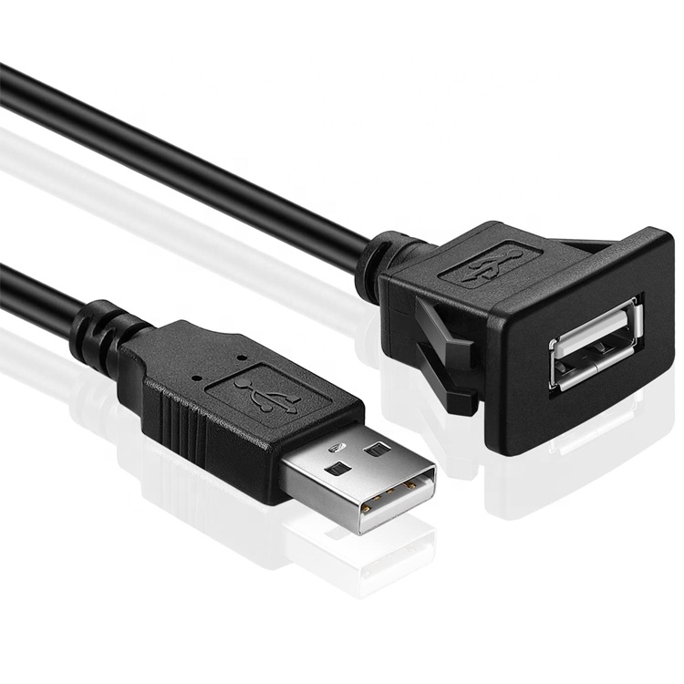 Snap Socket Dashboard Panel Male to Female USB Flush Mount Extension Cable