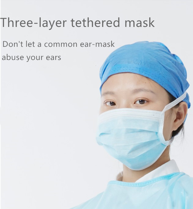 Blue Dispsoable Medical Mask 3 Ply Anti Dust Melt Blown Surgical Mouth Mask