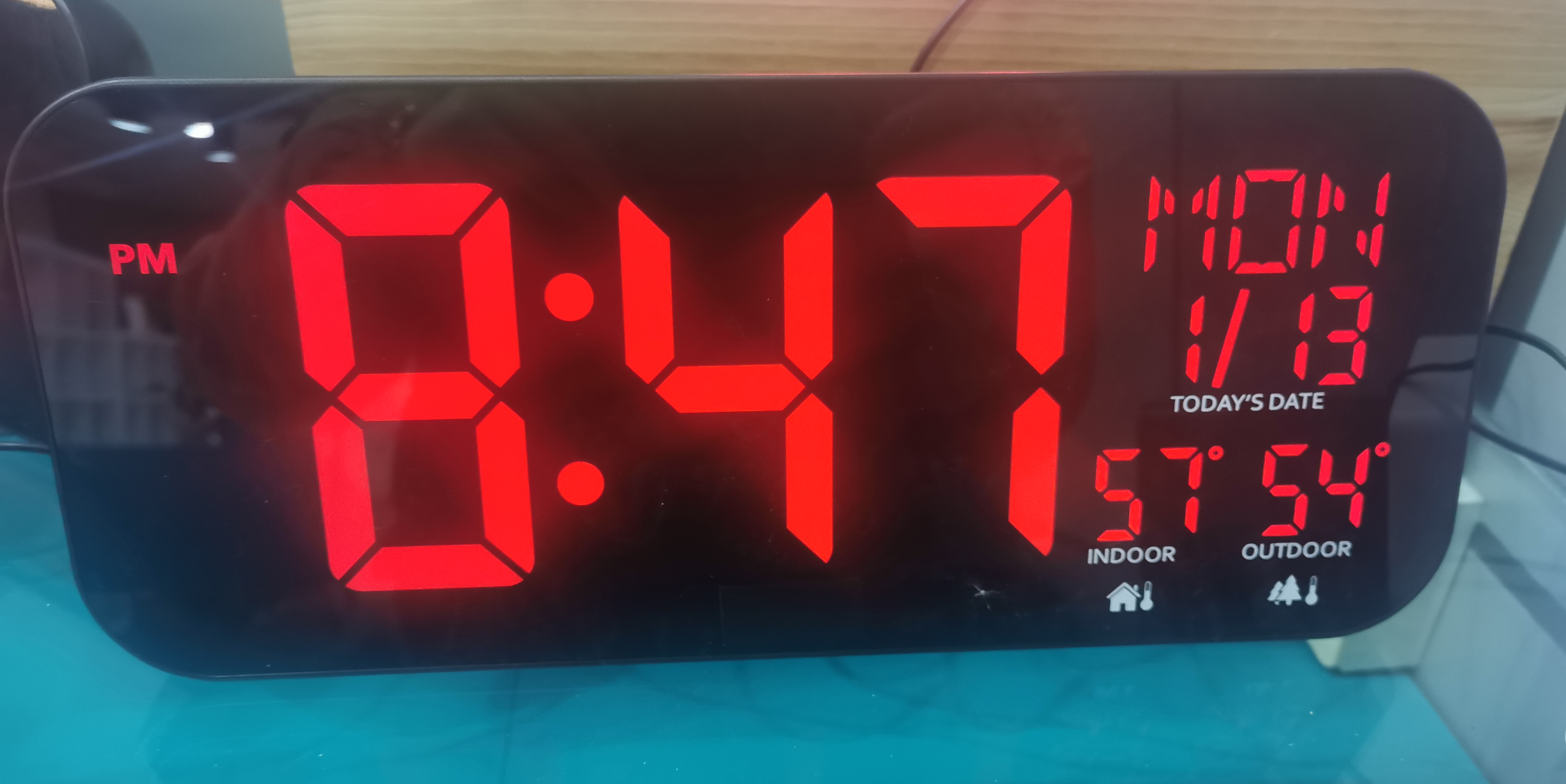 Square Living Room Light Up Digital Clock With Indoor And Outdoor Temperature