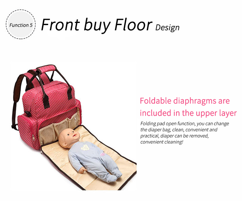 Waterproof Anti-theft Nappy Tote Diaper Bag Multi-Function Travel Backpack Maternity Diaper Shoulder Bag with Changing Mat