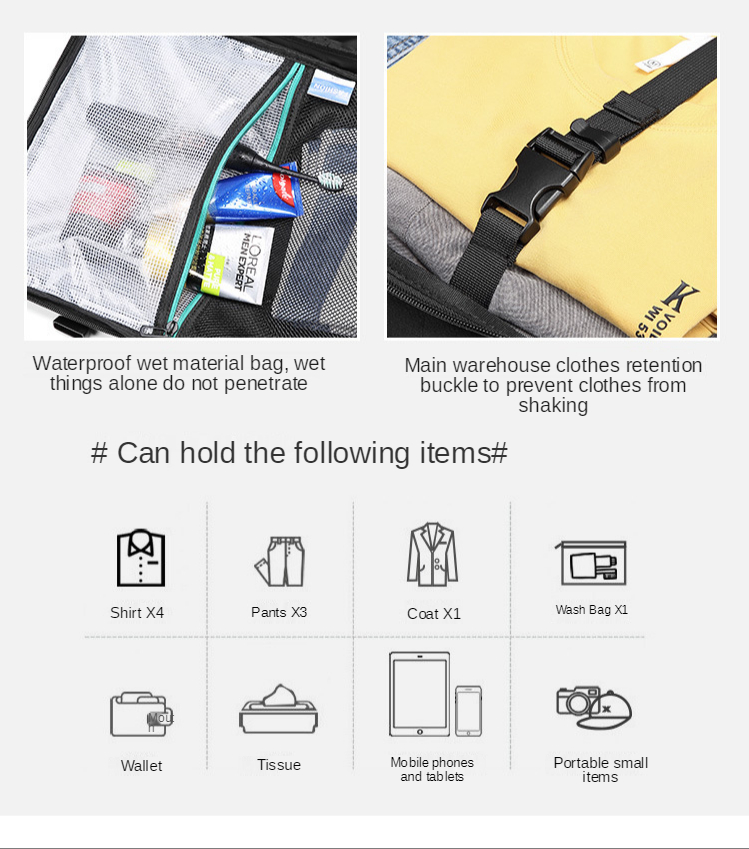 22L-35L Business Multifunctional Travel Bag Backpack Load 15kg