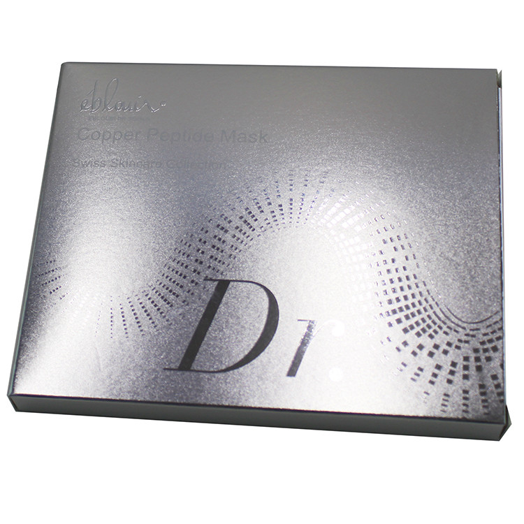 Beauty Cosmetic Face Mask Packaging Box Custom Design Silver Color Paper
