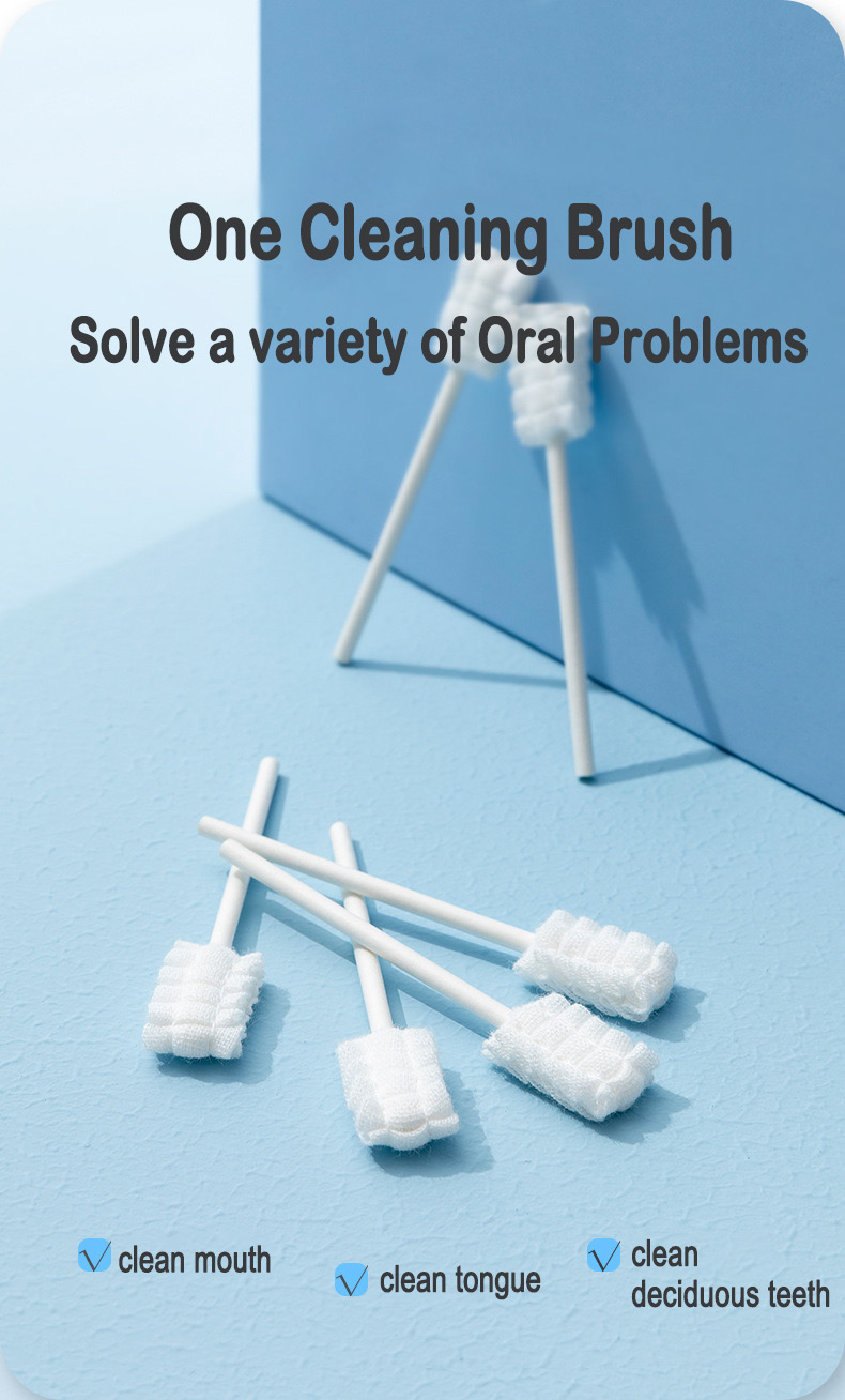 Disposable Baby Oral Skimmed Gauze Cleaning Brush Cotton Swab Mouth Tongue Cleaner