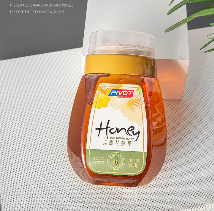 0.7L Plastic Honey Bottles Reflux Inlet Sealing Jars Hot Stamping