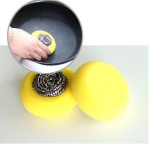 China Soft Kitchen Sponge Scrubber With Stainless Steel Scourer ISO9001 Certification on sale