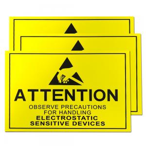 China Attention Static Control Area ESD Sign Size 20x30cm Yellow Rectangle For EPA on sale