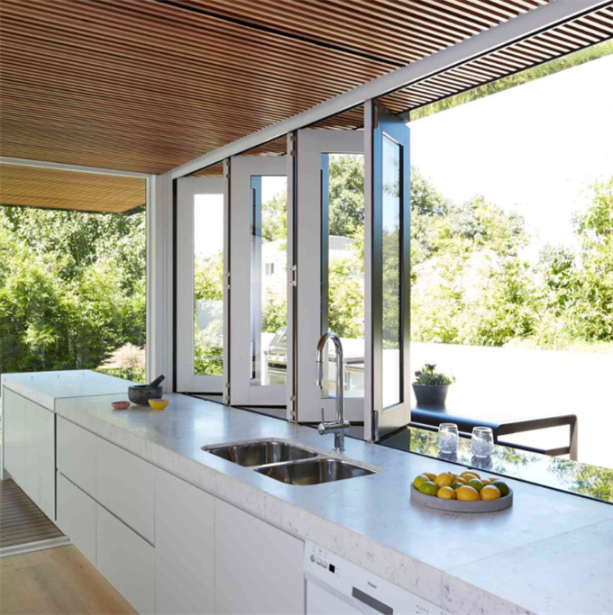 French Style Aluminum Bifold Windows Modern With Heat Insulation Coefficient ≤2.1