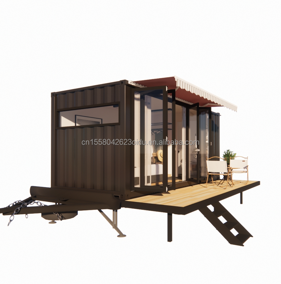 Modern Mini Mobile Tiny Trailer Container House with Steel Frame Galvanized Steel Bending and Sandwich Panel Material Wheels