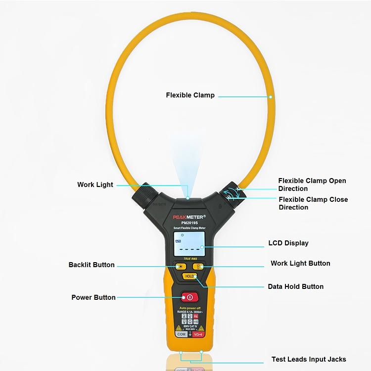 Handheld Digita Clamp Multimeter , 6000 Counts True RMS Clamp Meter Tester