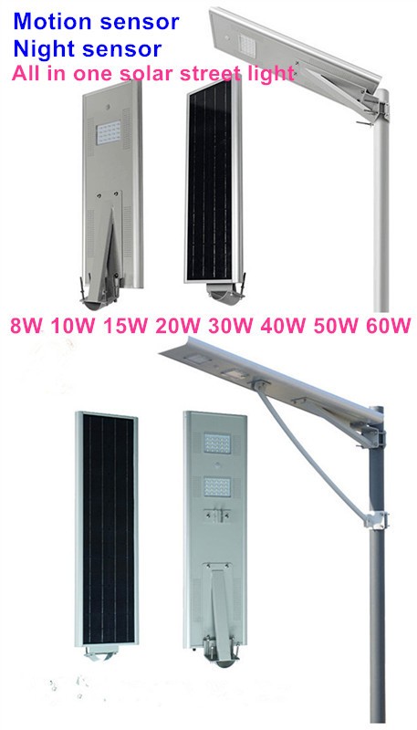 all in one solar motion sensor 10w 20w 30w 40w 50w 60w led street light price
