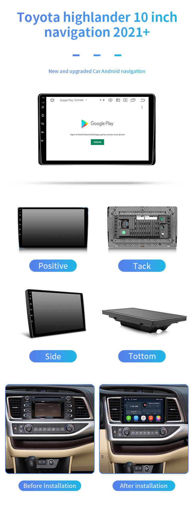 Android 2din Car Dvd Player For Toyota Highlander Multimedia Video Stereo WIFI DSP BT