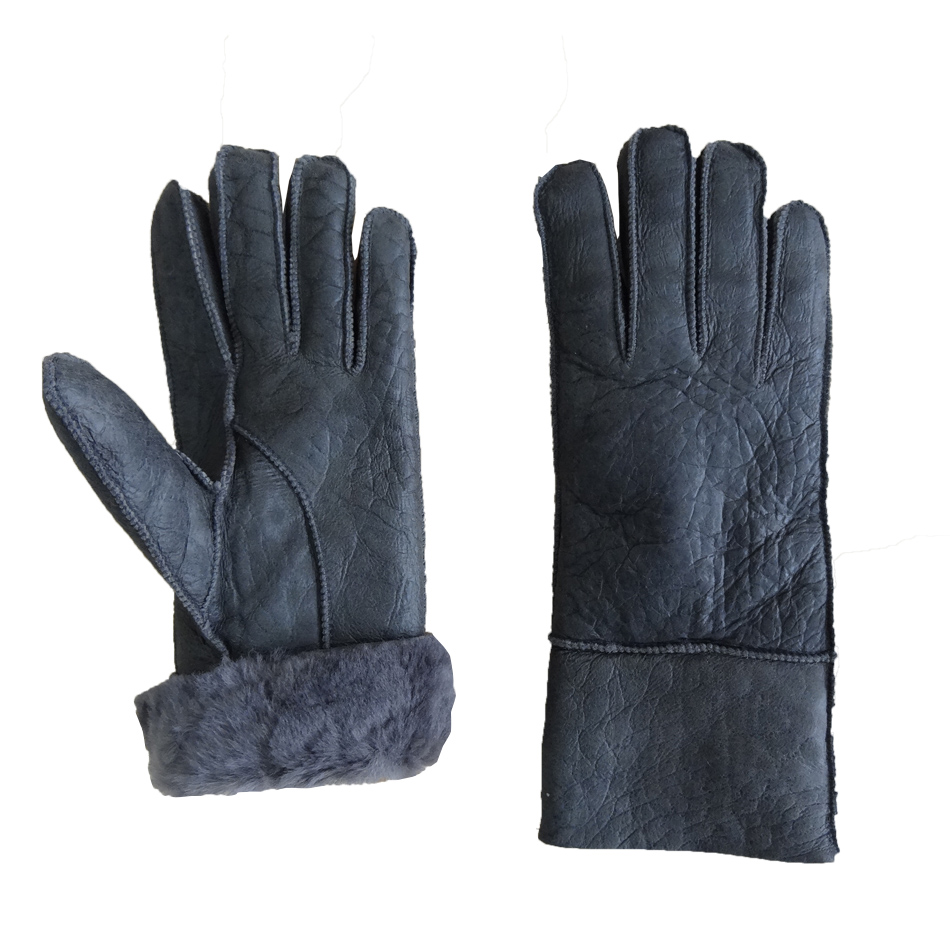 Wholesale Cheap Machine Sewing Stitching Lamb Fur Winter Warm Leather Gloves Men