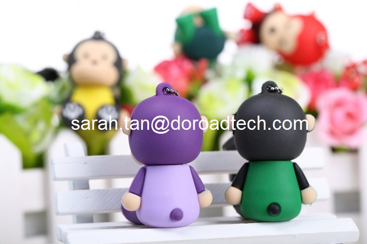 Original A Grade Chipset Customized Cute Monkey PVC Cartoon USB Flash Drives