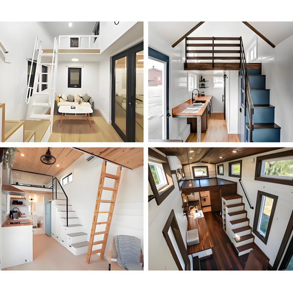 Customized Prefab Tiny House On Wheels With Solar Panels And Sunshades Looks