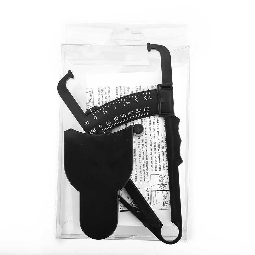 Cool Black Body Fat Measuring Tape Percentage Measurement Tester Set With Locking Pin Push Button Retraction