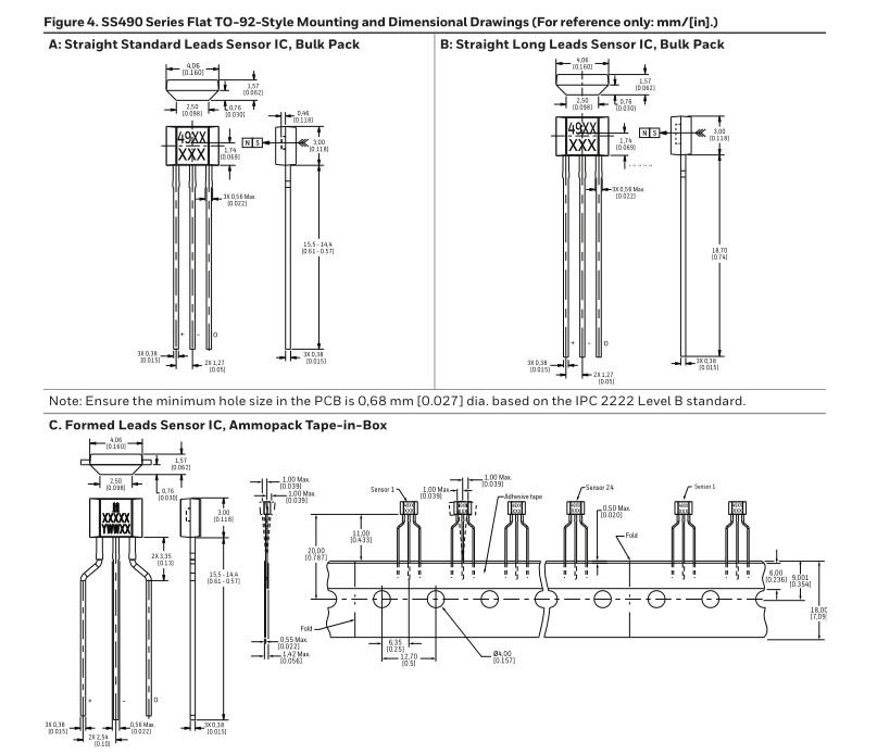 SS490 Series Linear Hall-effect Sensor ICs SS39ET SS49E SS59ET Ss49x