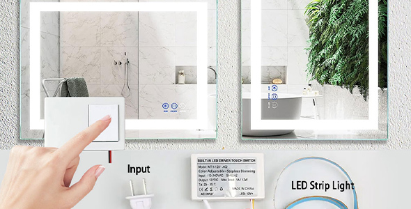 12V 1A 12W 24W 36W Bathroom Mirrors Single Color Touch Sensor Switch Without Bracket