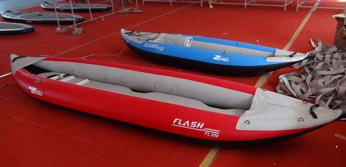 Bottom Transparent Inflatable Sea Kayak One Man Inflatable Kayak With 2 Fabric Seats