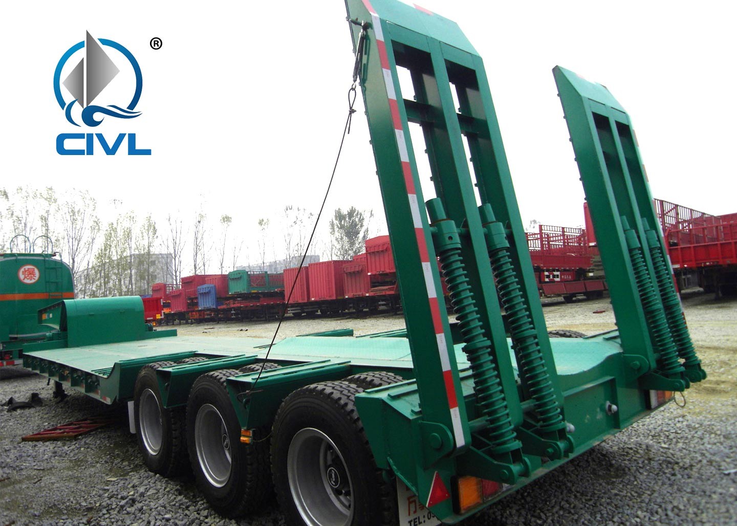 Low Floors Transport Heavy Vehicles Low Bed Semi Trailer