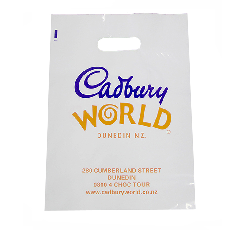 Custom Design Logo Printing PE Cheap Die Cut Patch Handle / Biodegradable Shopping Carrying Plastic Bag