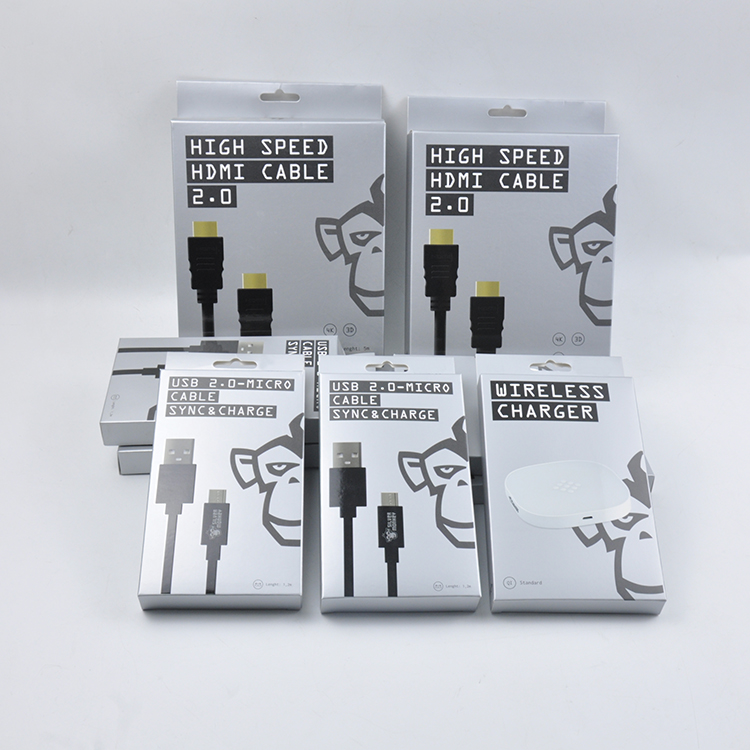 Silver Grey Fast Mobile Charging USB Data Cable Packaging Box