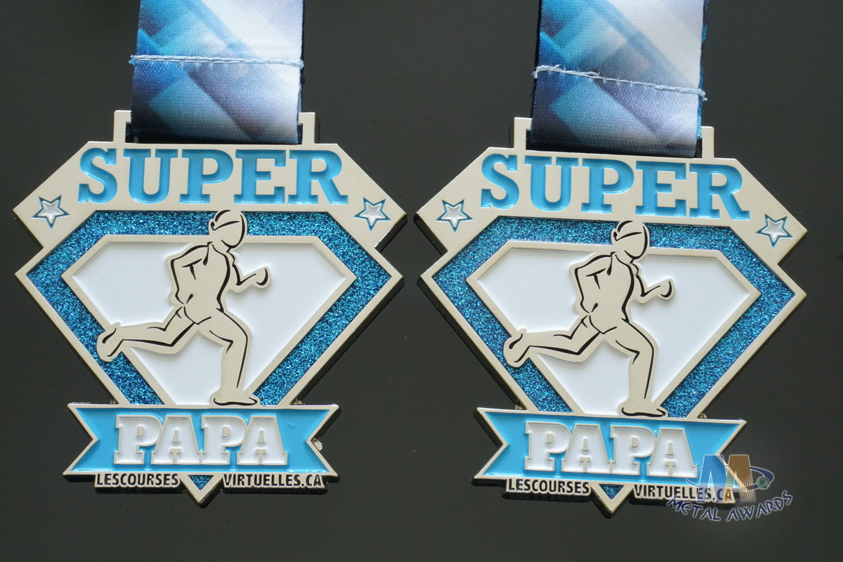 Custom Virtual Marathon Sport Metal Award Medals Glitter Color Medallion With Ribbon