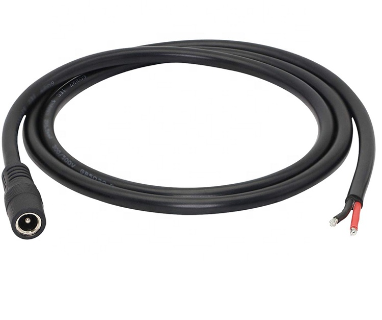 Male Female DC Barrel Jack 2.1x5.5mm Socket Connector to Open Bare Wire Pigtail Power Charger Cable