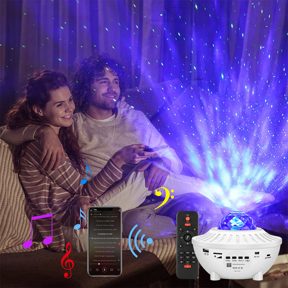 Remote Control DC5V 6W LED Touch Desk Lamp Star Projector Night Light With Music