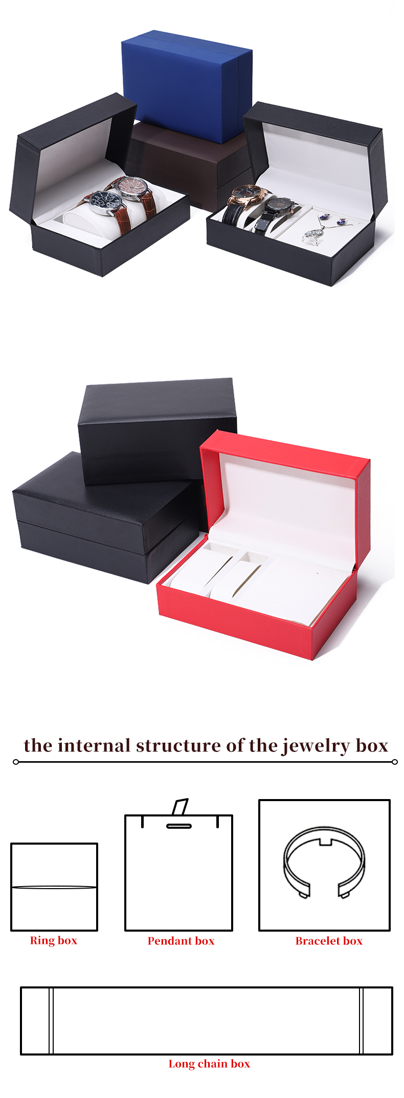 Multi Function Dual Pack Hard Paper Watch Box DustProof Luxury Packaging Case