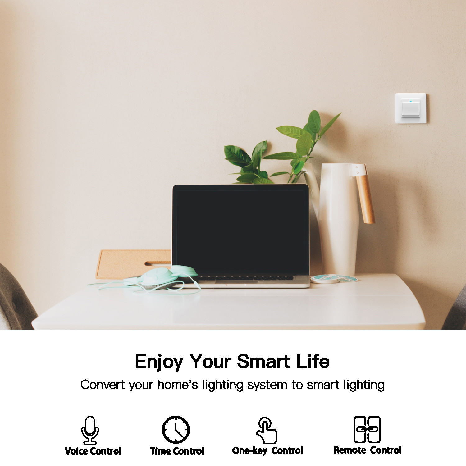 EU UK Standard Tuya Smart Life WiFi Light Switch 10A 1 Gang Light Switch With LED Indicator