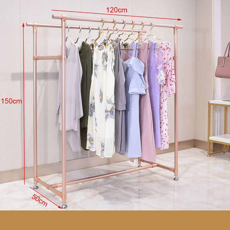 Double Shop Cloth Display Rack Metal Cloth Dry Stand Easy Assembly