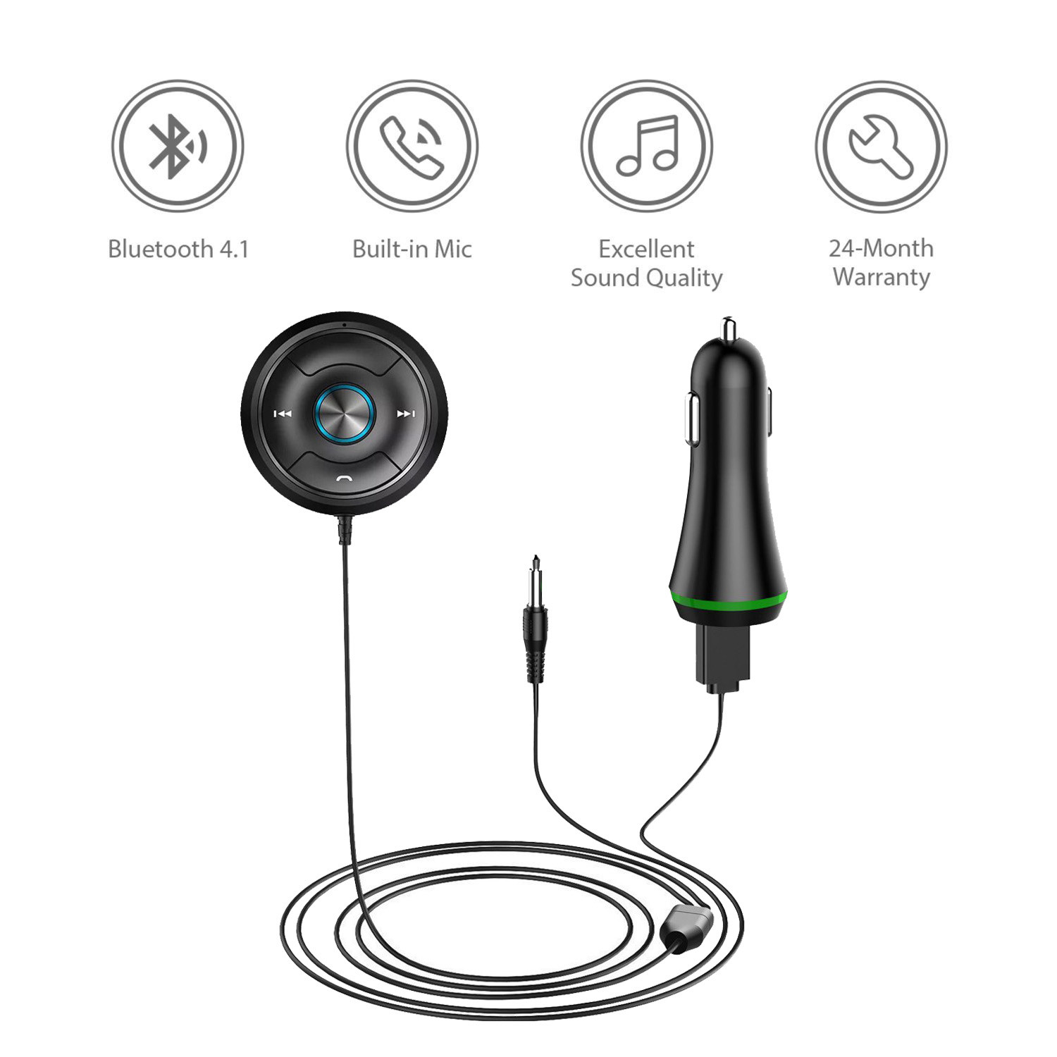 USB Audio 3.5mm Female AUX Car Charging Bluetooth Car Kit for ipod iphone