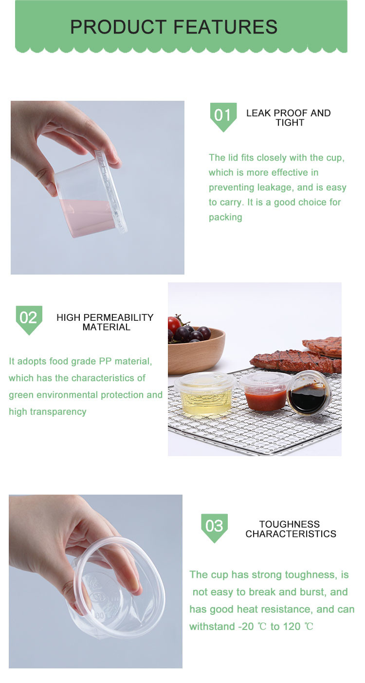 Transparent Plastic Seasoning Cup Sealed High Microwave Donkey Material Disposable