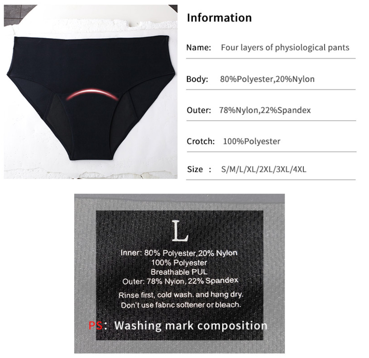 Proof Overnight Period Panties Underwear Plus Size High Waist Seamless Menstrual Panties