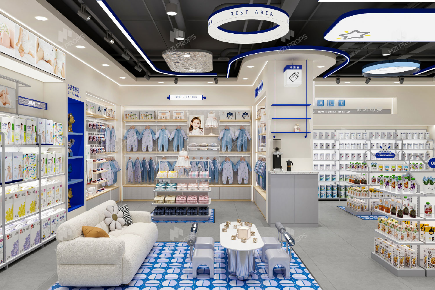 10-KLYLS Mom And Baby Store Zoning With Klein Blue Style