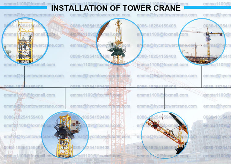QTD4526 45m Jib Luffing Tower Crane Fixed Base Foundation External Climbing