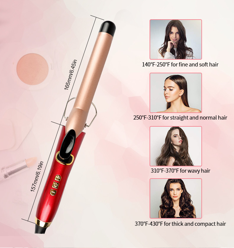 Electric Ceramic Wave Wand Curling Iron Rotate Wave Styler with LCD Display