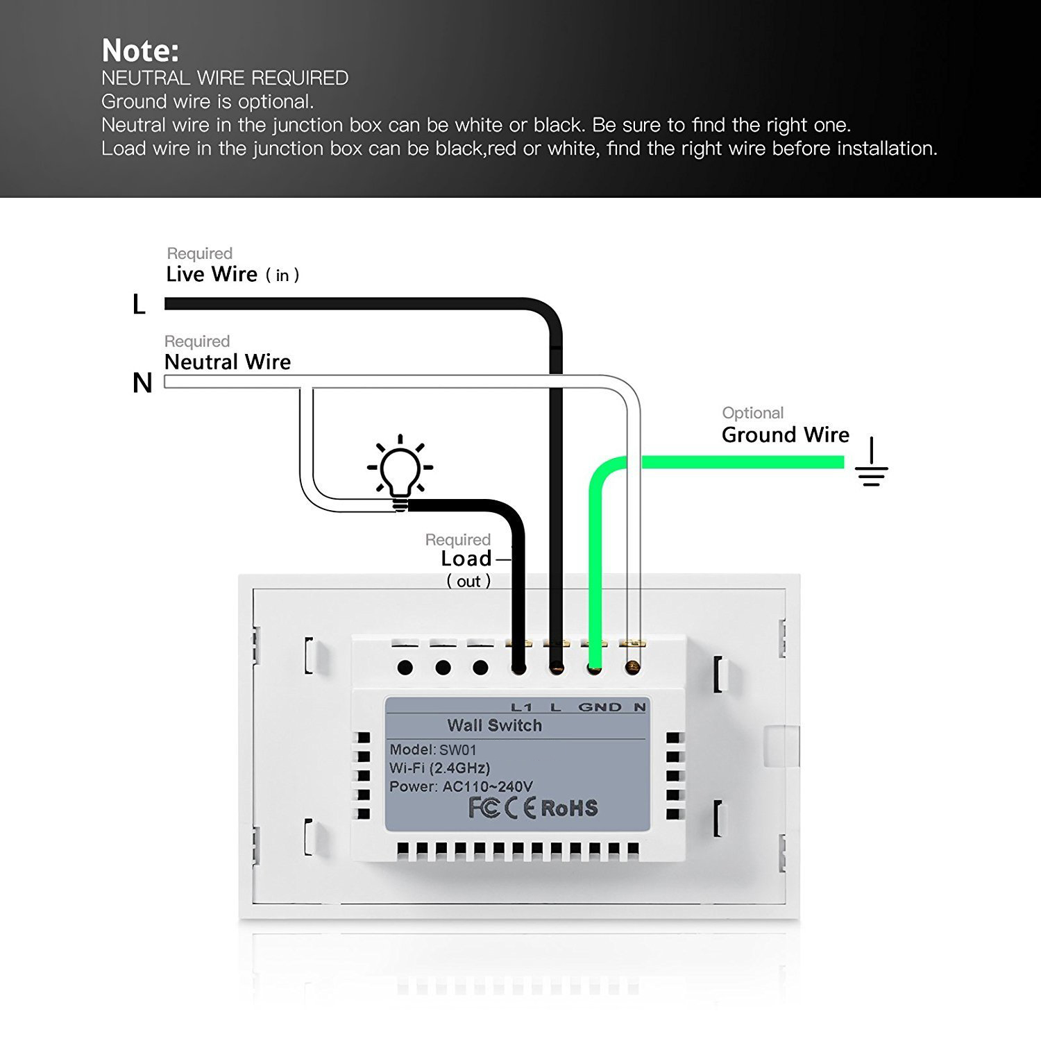 Tuya US 1 Gang Smartphone Controlled Light Switch 1800w Realize Controlling Everywhere