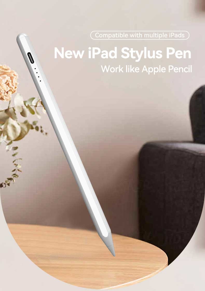Silver / White Custom Color Active Stylus Pencil Compatible With Ipad