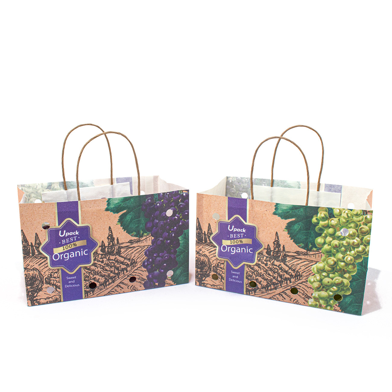 Customizable Compostable Paper Bags For Fruits And Vegetables With 8 Color Flexo Printing