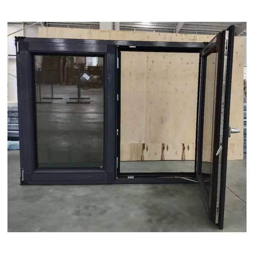 Dark Gray PVC Tilt And Turn Window UPVC Tilt Turn Casement Windows For Home