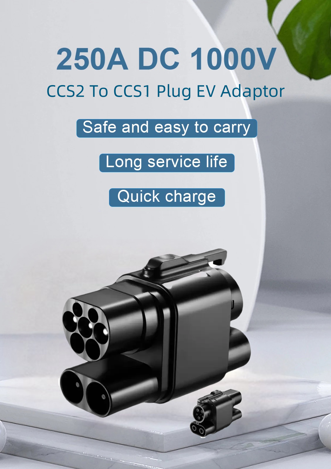 CCS2 To CCS1 DC Adapter AC 50A To DC 250A Fast Charging Adapter For EV Cars DC Fast Charger