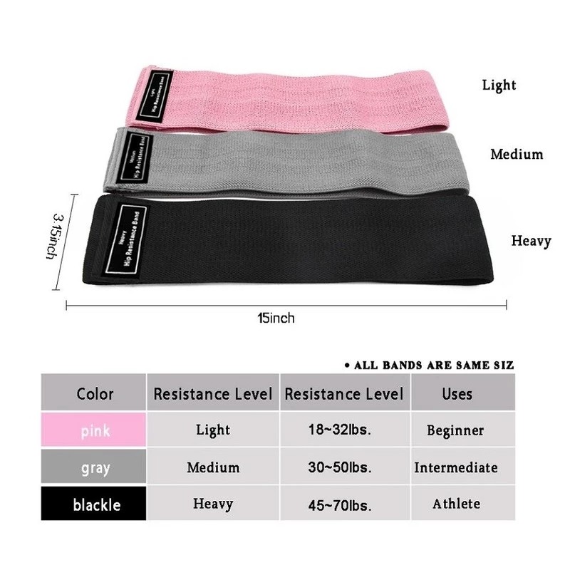 8CM Width Fitness Rubber Expander Elastic Polyester 3 In 1 Resistance Exercise Band Set For Home Workout