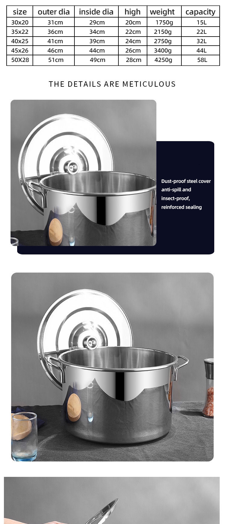 201 Stainless Steel Commercial Bucket Heavy Duty Cooking Pot