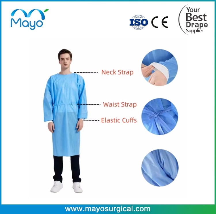 Disposable Protective Apparel MAYO ISOLATION GOWN 40G PP BLUE